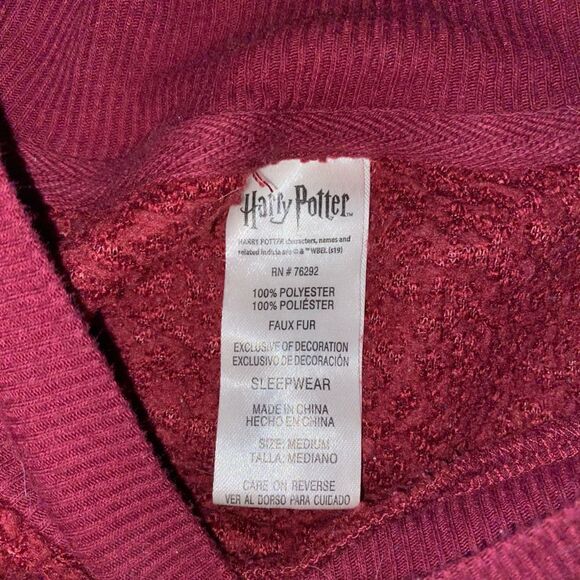 Harry Potter Maroon Fleece Crew Neck Sweatshirt Cropped Hogwarts - Picture 2 of 5